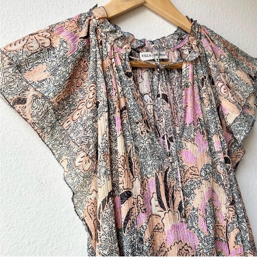 Ulla Johnson Tops | Ida Floral Plissé Top Ivory/Multi Sz 4 - Picture 6 of 10
